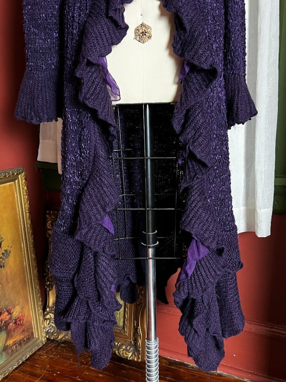Purple Knit Ruffle duster - Picture 9 of 16